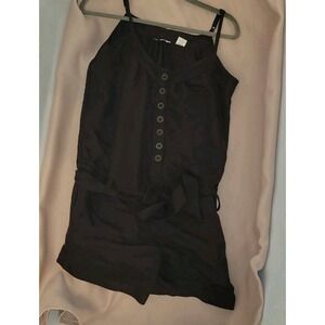 Per Sé Brown Sleeveless Button-Front Belted Romper XS Women's Regular Casual